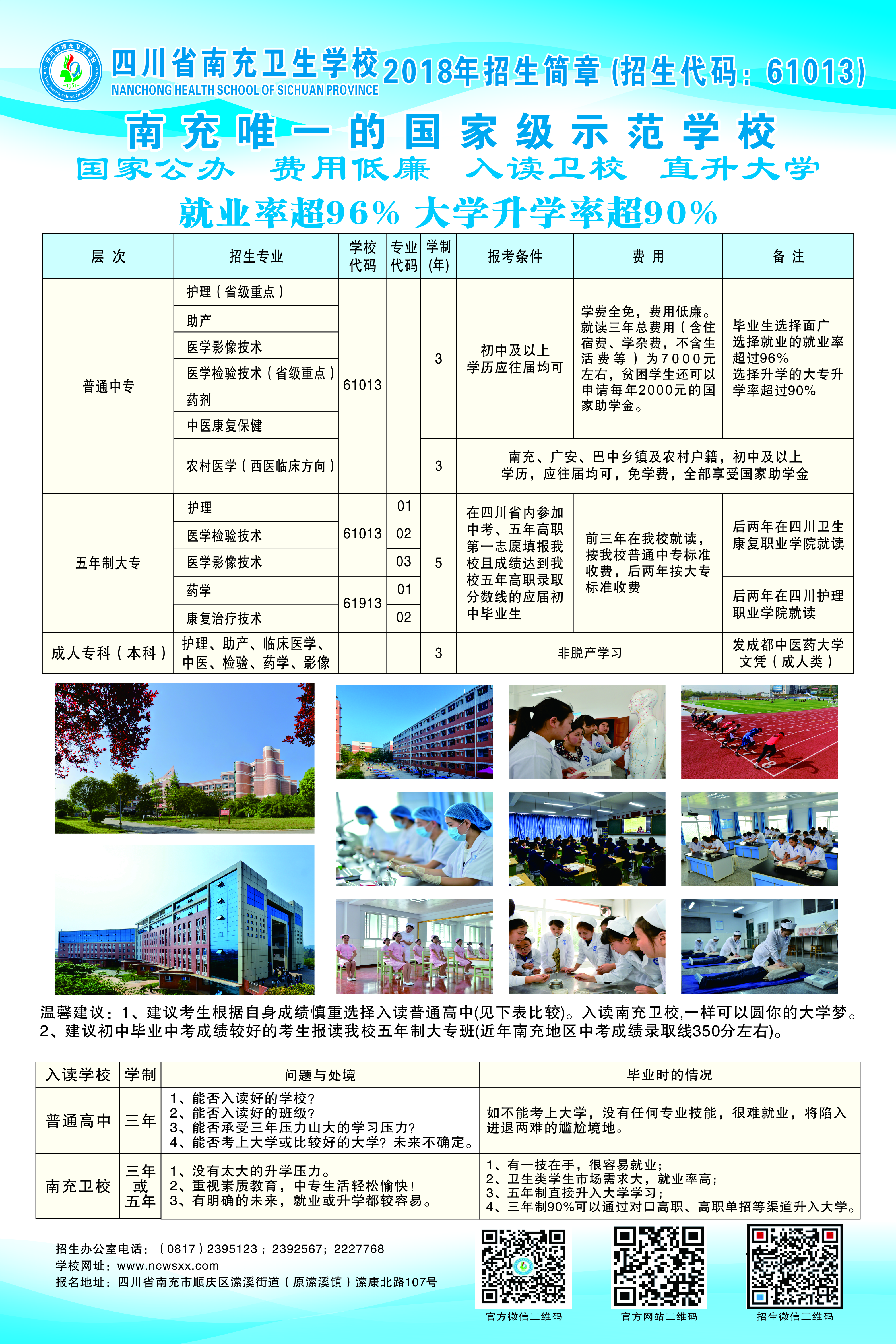 四川省南充衛(wèi)生學校2018年招生簡章